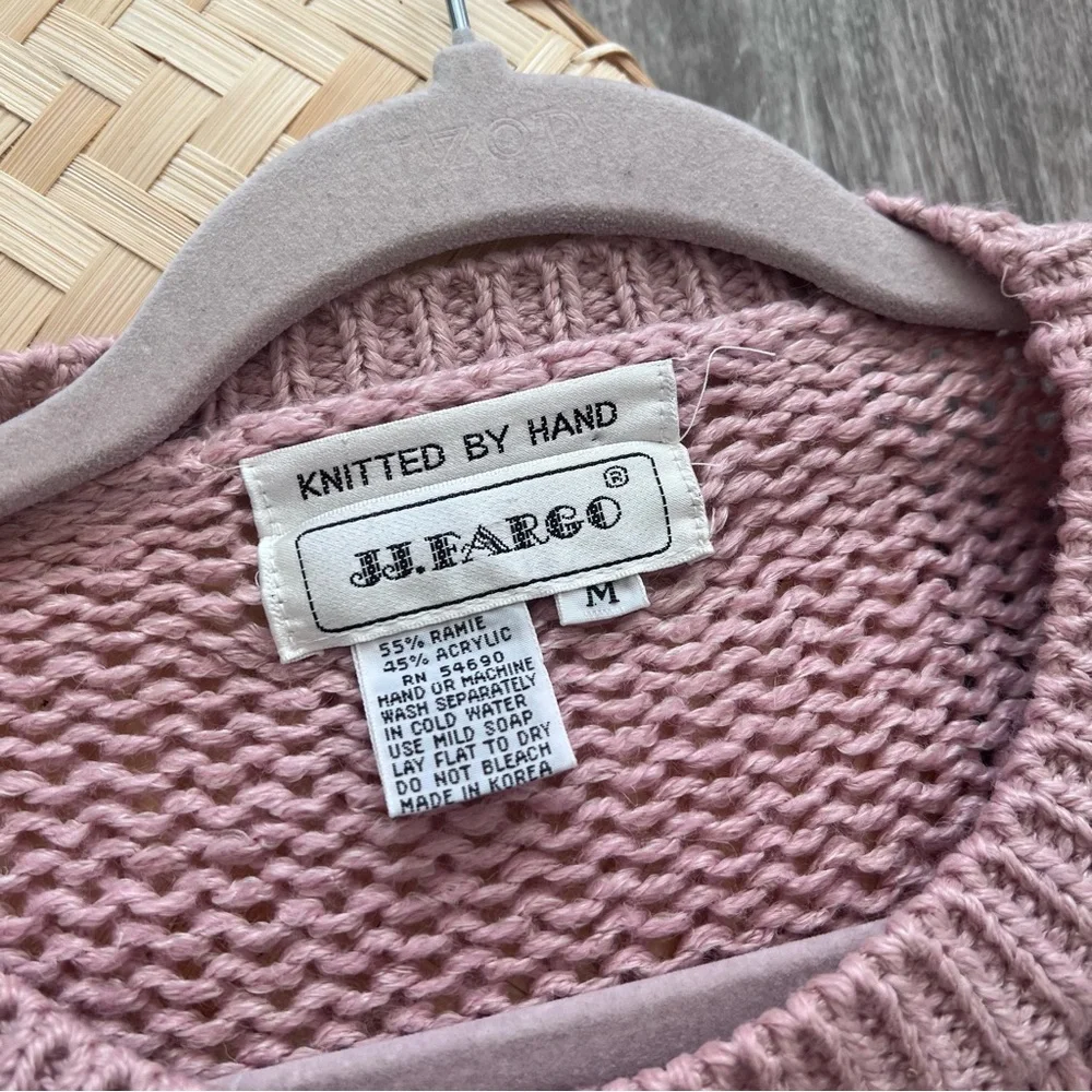 Vintage cottagecore 3D embroidered‎ floral sweater pink grannycore dainty